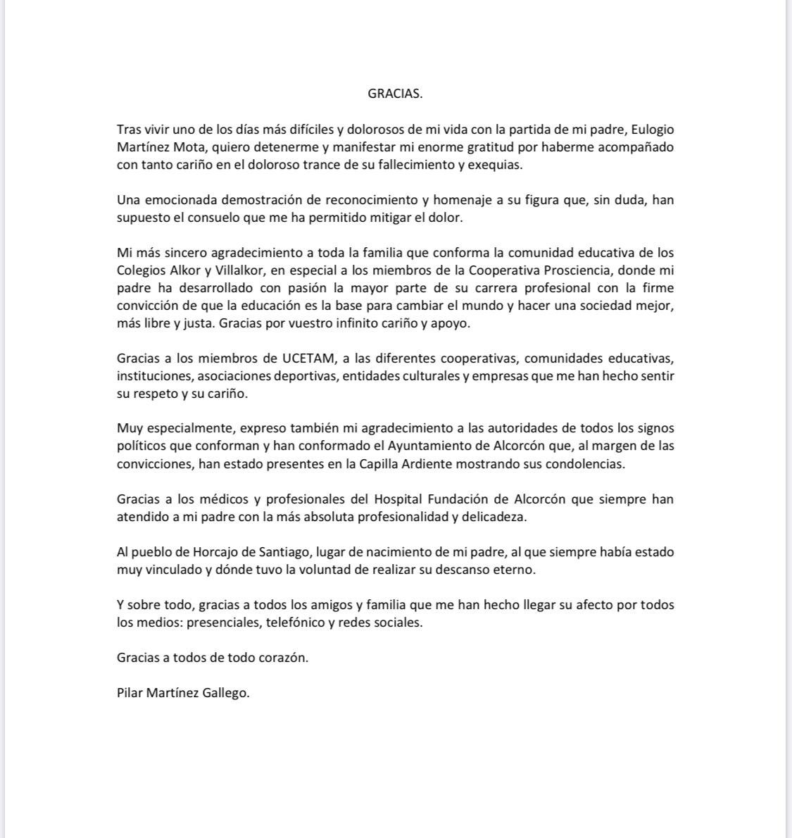 Una Carta De Pesame