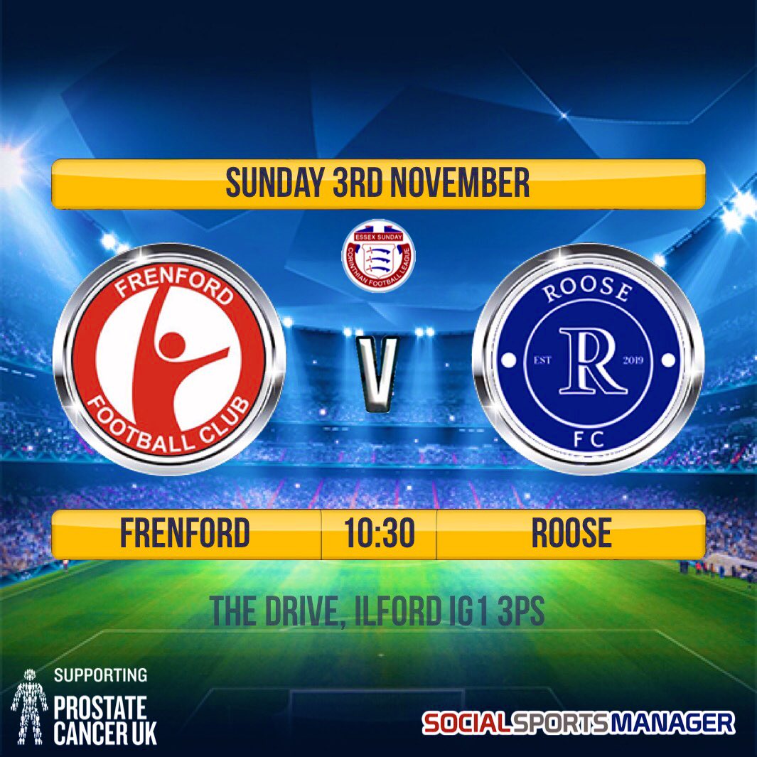 This Sunday we take on <a href="/Frenfordfc/">Frenford FC</a> in the <a href="/EssexCorinthian/">Corinthian League</a> League, Looking to pick up all 3 points #COYR