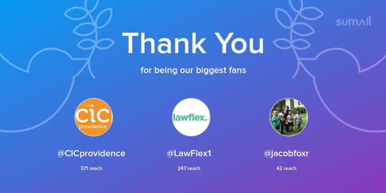 Legably's tweet photo. Our biggest fans this week: CICprovidence, LawFlex1, jacobfoxr. Thank you! via https://t.co/4Zm89XoIve https://t.co/hkYvUAry2n
