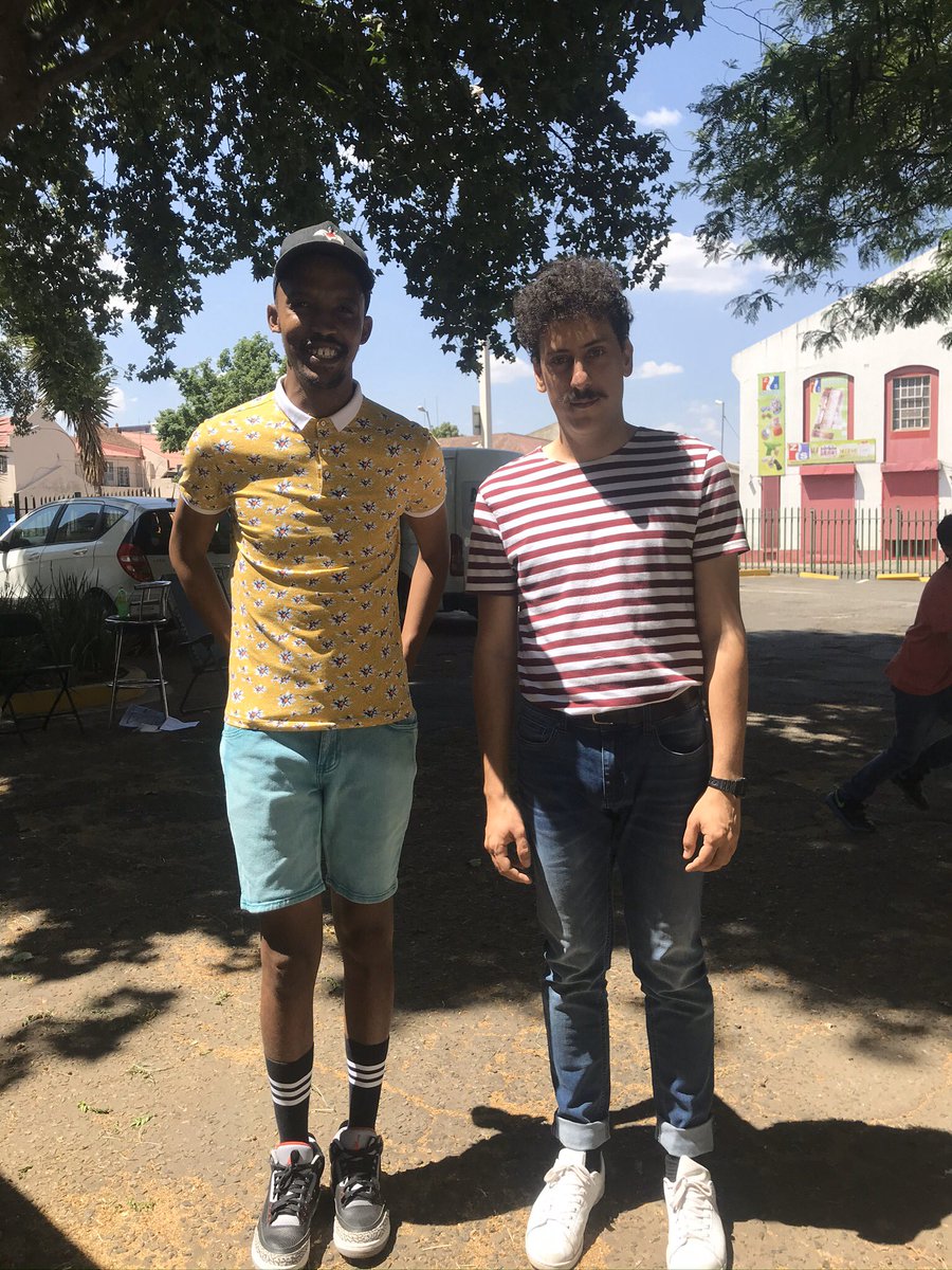 dillanoliphant's tweet photo. I was on the set of #material2 as @schalkbez’s Coloured stunt double. They let me keep my kicks though. https://t.co/5p4c9sPesm