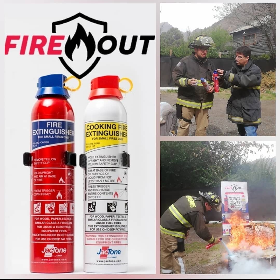 FireoutC's tweet photo. RECEPCIONISTAS /VIGILANTES /PERS. DE SEGURIDAD, pueden  disponer d #Extintor #Aerosol #Portátil #Jactone #Fireout. Origen: Reino Unido. Certif. en UK y Chile.  En https://t.co/GvNeyPA337  ve las pruebas d fuego. Estamos en Falabella. Quieres ser Dist. en Chile: ventas@fireout.cl https://t.co/73MrfiHzJX