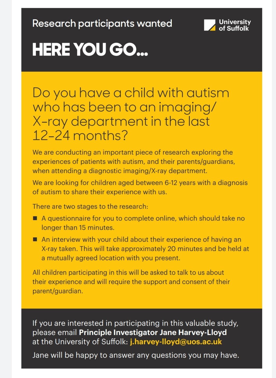 Jane As A Radiographer And A Researcher I Am Passionate About Enhancing The Patient Experience If You Know A Child With Autism And Their Parents Please Share Details Of The