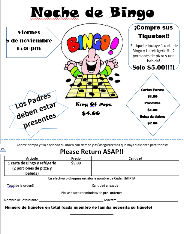 chestitans's tweet photo. Don't forget Bingo Night is Friday November 8th at 6:30 pm. There is still time to preorder, or you can pay at the door. https://t.co/0YWu9hdNVo