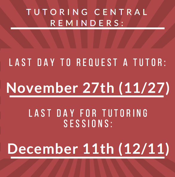 BSU_AAC's tweet photo. Thinking about requesting a tutor? It's not too late! Check out Tutoring Central's reminders about the last day to request a tutor and the last day for tutoring sessions. #ThisIsBSU #ThankATutor #StudySmarterNotHarder https://t.co/jasergka3w