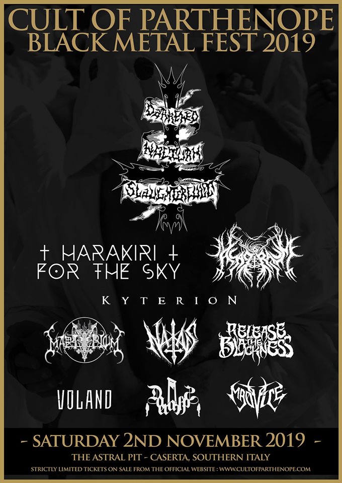 Metalitalia's tweet photo. CULT OF PARTHENOPE BLACK METAL FEST 2019: orari e ultimi dettagli #ASAGRAUM #DARKENEDNOCTURNSLAUGHTERCULT #HARAKIRIFORTHESKY #KYTERION - https://t.co/fdWHC2zyv6 https://t.co/yQszSuoXPj