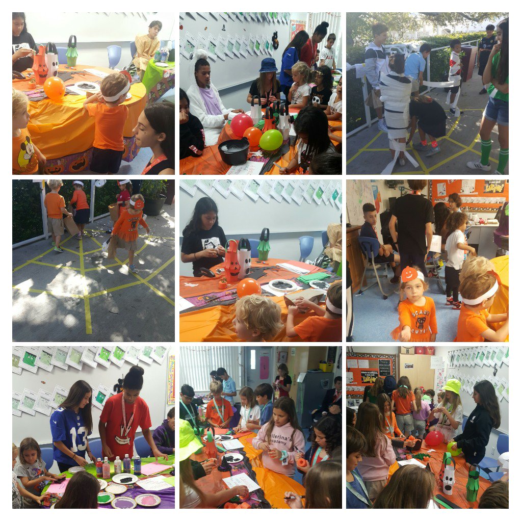 More engaging moments from the #collaboration of middle school and lower/primary school Ss during #storybookandSTEAMHalloween! #gslearning