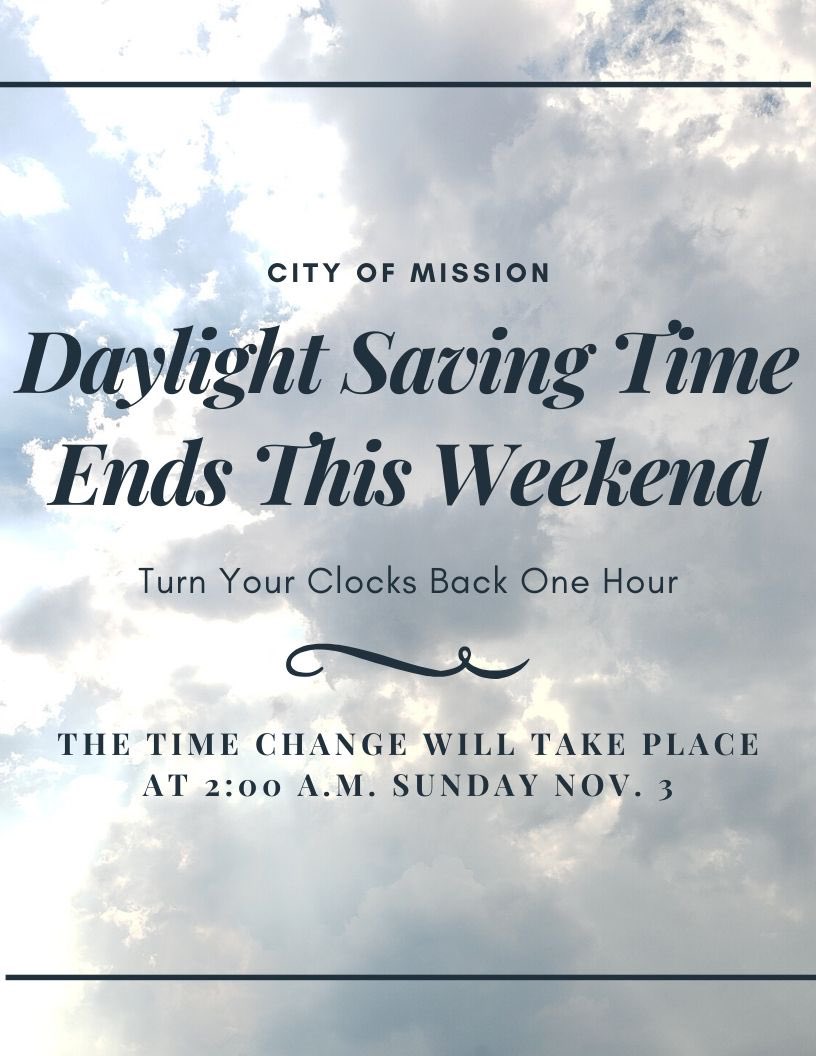 CityOfMissionTX's tweet image. 🚨 Reminder! Daylight saving time ends at 2 a.m. on Sunday. Turn your clocks back one hour and enjoy an extra hour of sleep 💤 Mission! ⏰😴
#DaylightSavingTime #SpringForwardFallBack