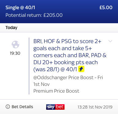 TommysDartsTips's tweet image. FRIDAY'S SKYBET PREMIUM BOOST!!!!

❌ Was → 28/1
⚡️ NOW → 40/1 (as of 1:17pm 01/11)

Bet £5 &amp;amp; get £20 in FREE bets when you join SkyBet HERE 👇
changer.bet/SkyBet520TW

Add to your bet-slip HERE 👇
changer.bet/PremiumB0111

(New customer offer T&amp;amp;C's apply 18+ begambleaware)