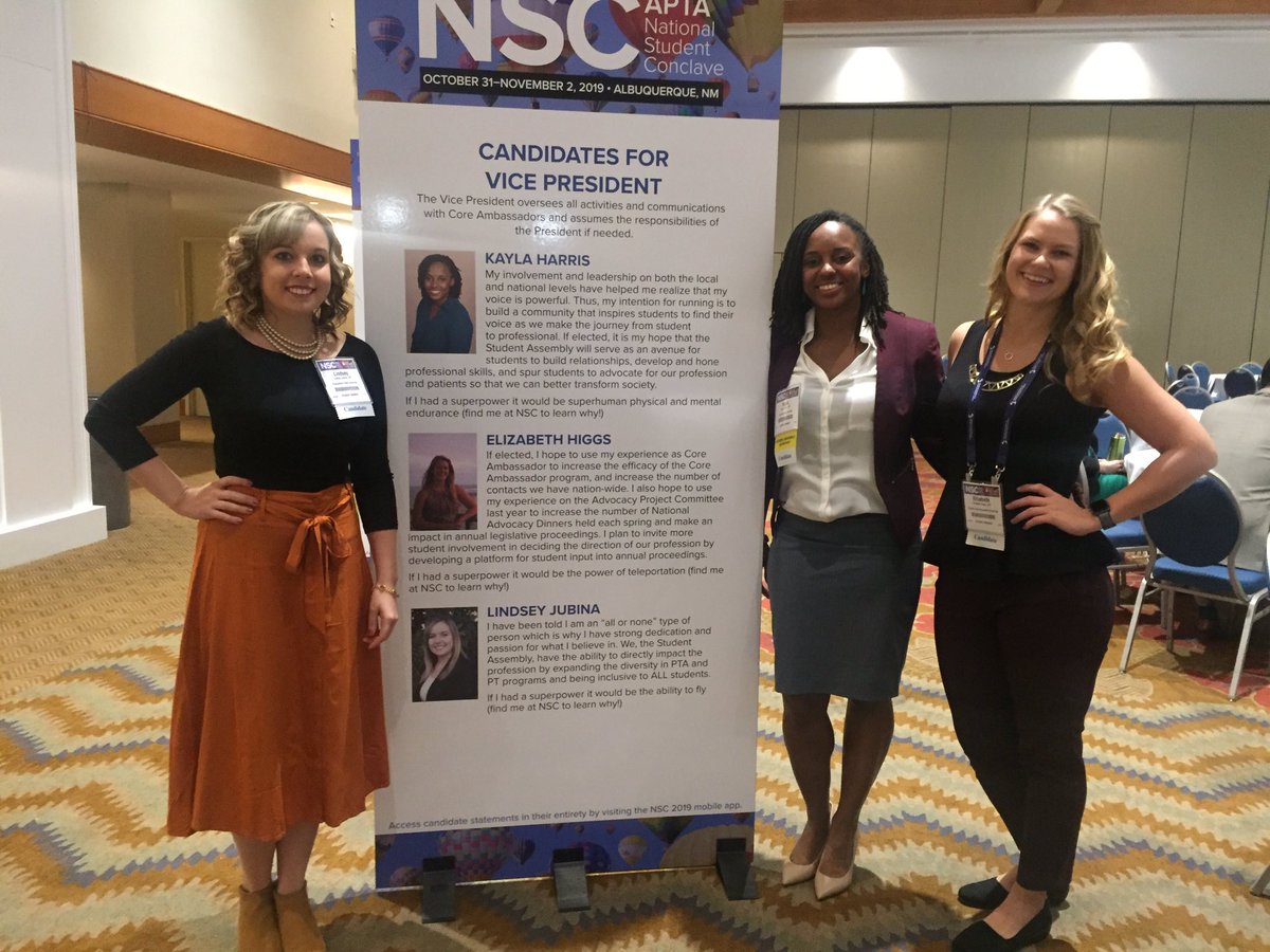 KaylaHarris_DPT's tweet photo. So excited to be on the slate for Vice President with these amazing ladies! @EhiggsSPT @lindsey_spt @APTAnsc come check out the candidate spotlight to get to know your candidates for @APTASA board of directors! https://t.co/zqjUVwVDBg