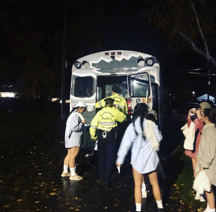 AJMleczko's tweet photo. Costumes or not? Perhaps some confusion whether these were trick or treaters... or real cops. (The real thing btw - they wanted a tour of the bus) #HauntedBusTours 👻 https://t.co/q0gcaypnPu
