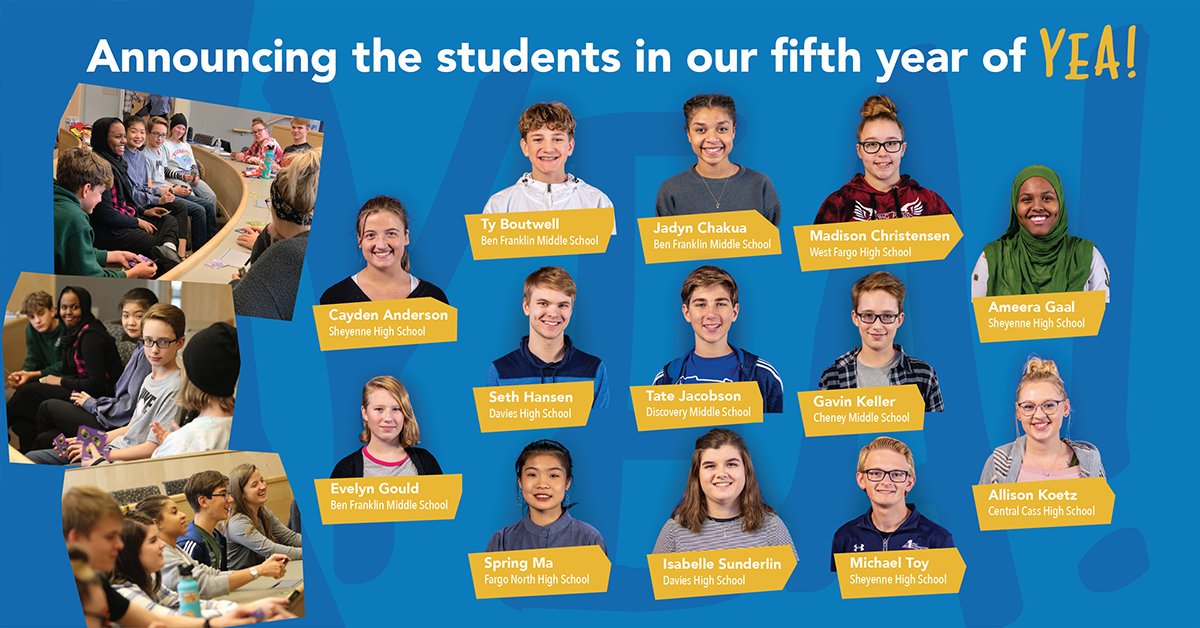 We are excited to announce and welcome the YEA! class of 2020! These 13 students have just begun their entrepreneurial journey through #FMWFYEA. Stay tuned to see what they accomplish! Thanks to presenting sponsor <a href="/CornerstoneNDSD/">Cornerstone Bank</a>