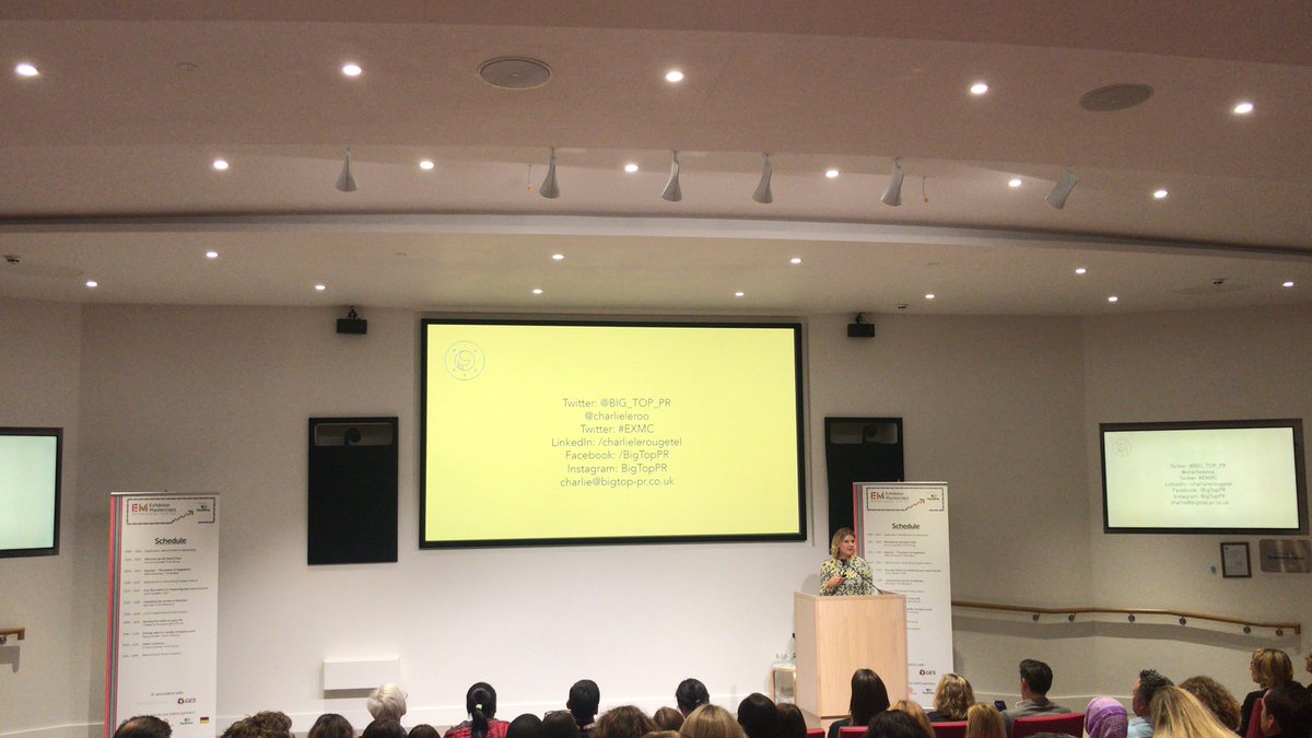 Next up, @charlieleroo with busting the myths of event PR #exmc