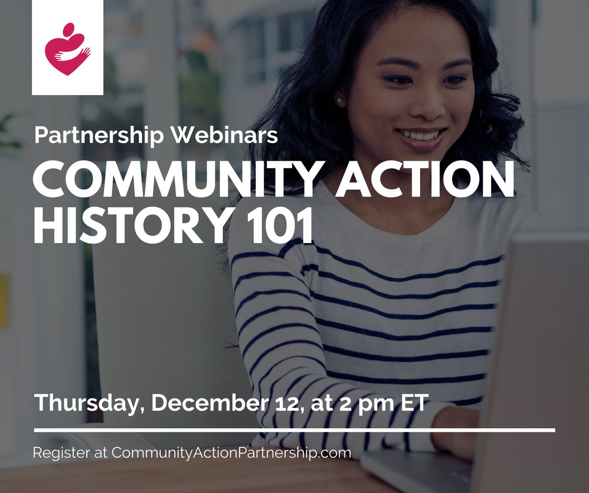 National Community Action Partnership (@capartnership) on Twitter photo For 55 years, #CommunityAction has served as a dynamic & community-based force in addressing the causes & conditions of poverty. Join <a href="/PartnershipCEO/">Denise Harlow</a> on Thursday, Dec. 12, at 2 ET/ 1 CT/ 12 MT/ 11 PT to explore the beginnings of Community Action. Register: bit.ly/321472Q For 55 years, #CommunityAction has served as a dynamic & community-based force in addressing the causes & conditions of poverty. Join <a href="/PartnershipCEO/">Denise Harlow</a> on Thursday, Dec. 12, at 2 ET/ 1 CT/ 12 MT/ 11 PT to explore the beginnings of Community Action. Register: bit.ly/321472Q