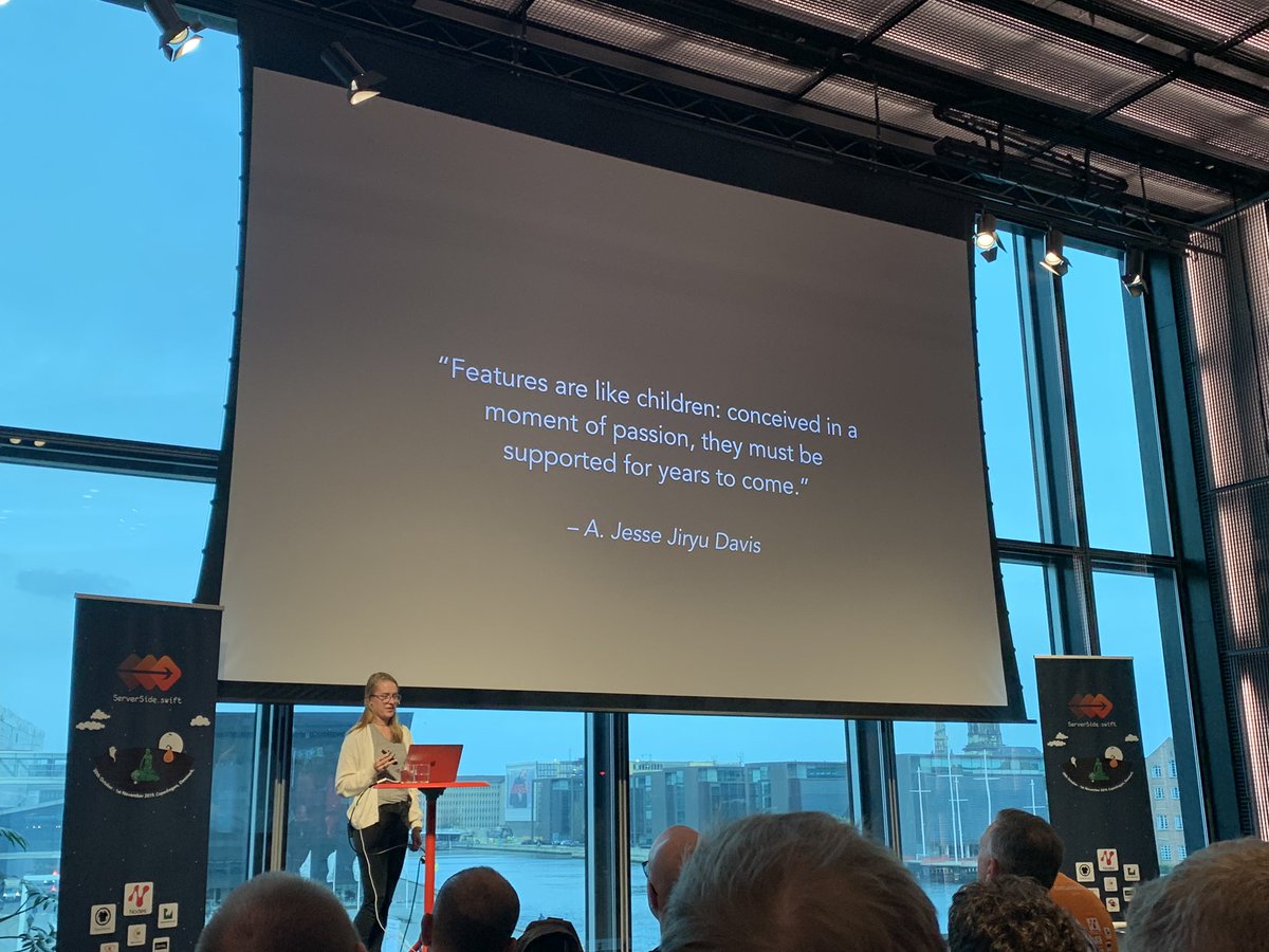 TimirahJ's tweet photo. “Features are like children!” 💯🙌🏾💯 -@k__mahar #ServerSideSwiftConf @SwiftServerConf 🇩🇰 https://t.co/HC8tqMLW1J