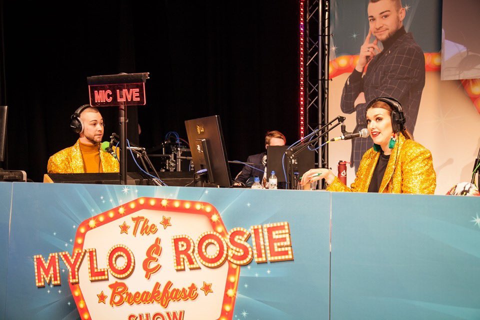 It’s been a long day... but with a glass in hand, I can now raise it to these two legends who gave us one heck of a live show @BradfordTheatre this morning @Pulse1Radio. Live on air and live on stage and it was bloody awesome 👏🏻👏🏻 @DannyMylo @RosieMadison