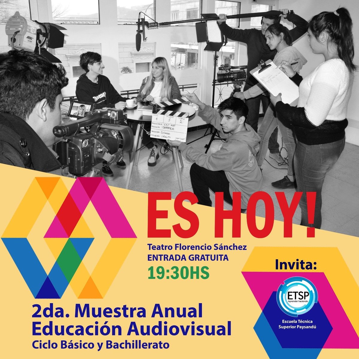 Paysandu_Innova's tweet photo. Desde las 19:30 en el #TeatroFlorencioSánchez, los alumnos de Ciclo Básico y Bachillerato de la Escuela Técnica Superior #Paysandú, realizan la 2da. Muestra Anual de Educación Audiovisual. https://t.co/sz2INAjRmJ