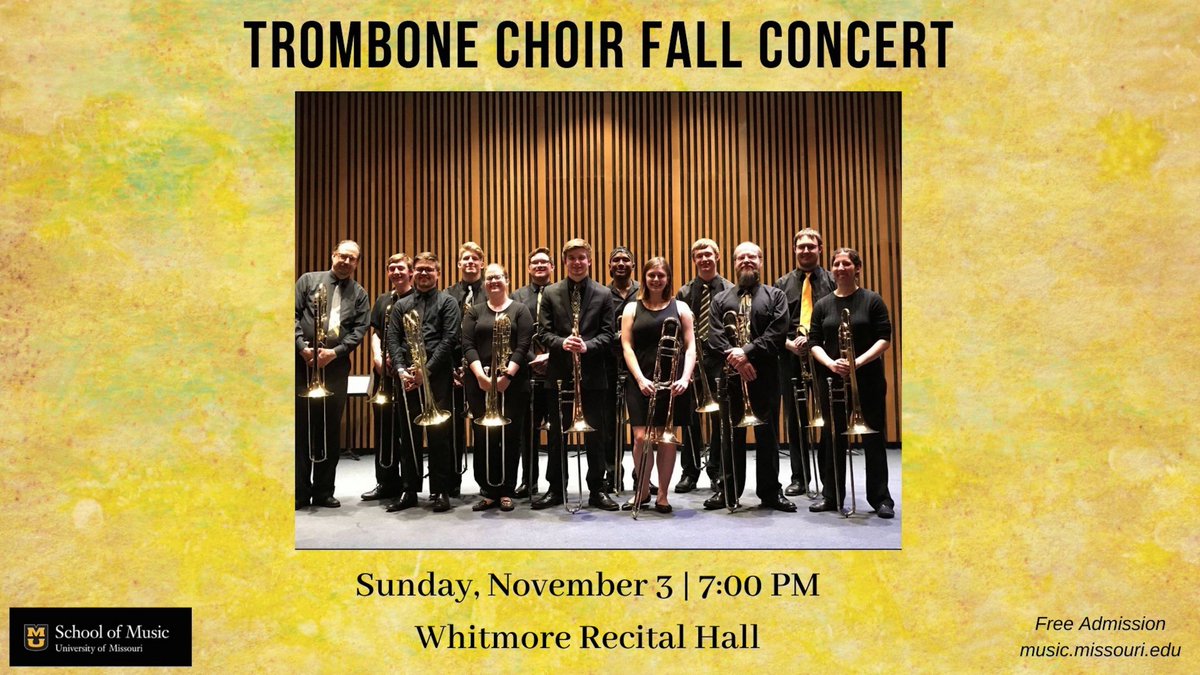 MizzouMusic's tweet photo. Check out all of the recitals happening this weekend! #music #tuba #trombone #piano #teslaquartet https://t.co/GO50BCOeRW