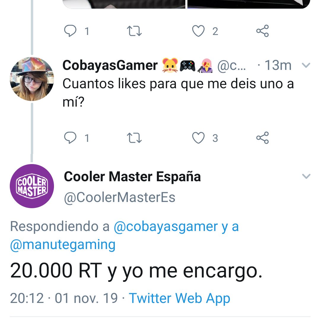 cobayasgamer's tweet image. Twitter hacer vuestra magia, @CoolerMasterEs me ha prometido un pepino de PC si logramos 20.000 RT es una locura pero 

¿Y si lo intentamos?