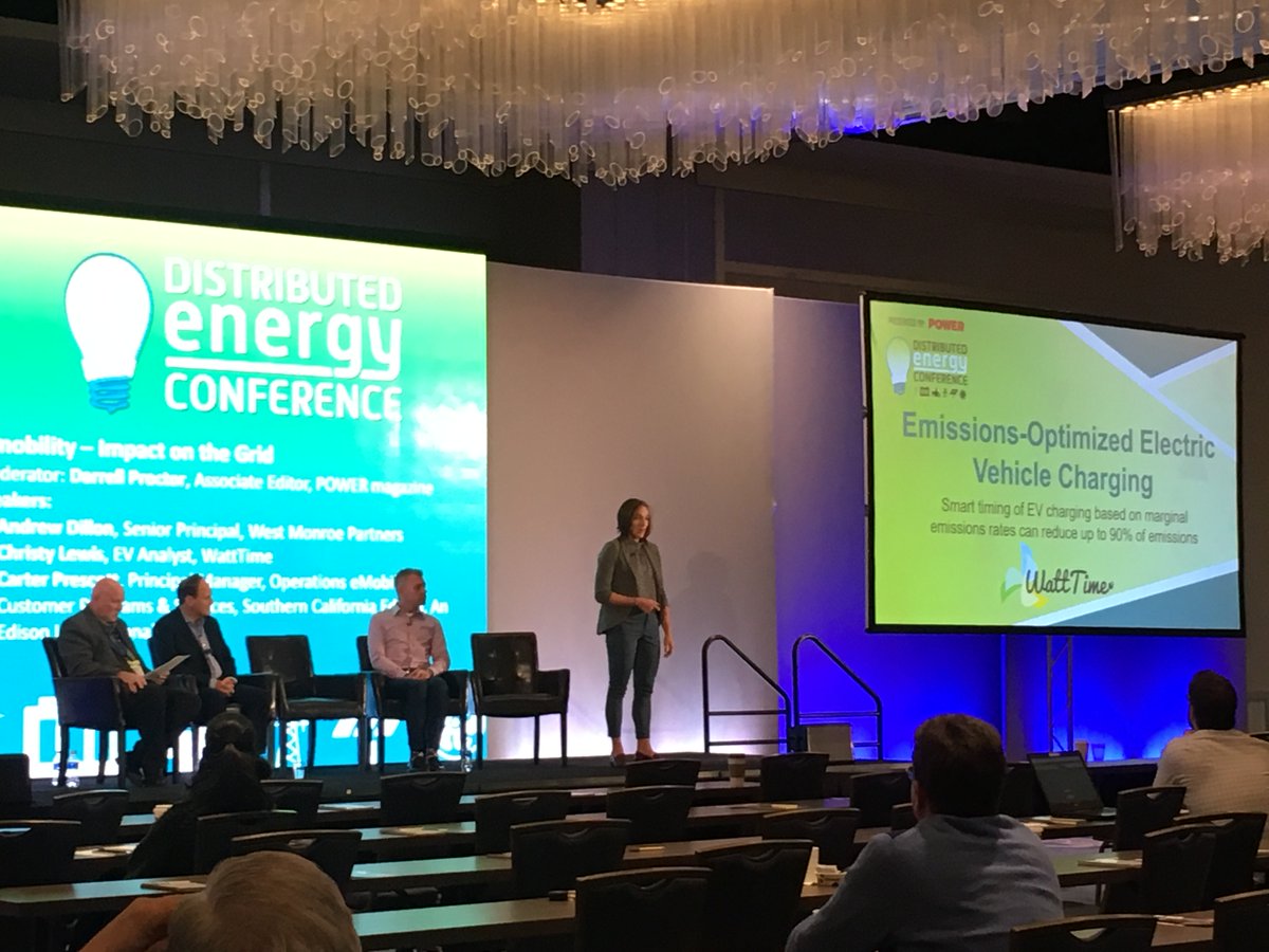 wattTime's tweet image. We hope you had a chance to catch this session on emissions-optimized #EV charging with WattTime's Christy Lewis at the #DistributedEnergyConference! Christy was the lead author of our recent report on the same topic, which you can download here: 
watttime.org/news/report-20…