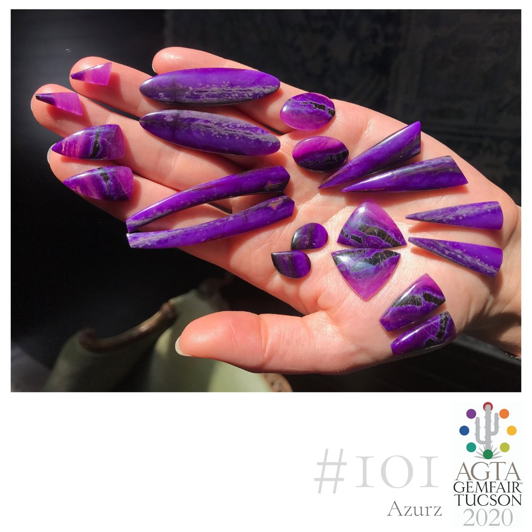 agta_gems's tweet photo. Have you started making plans for 2020 AGTA GemFair™ Tucson?! Here's a special sneak peek of what you may discover from #Azurz!
.
The #AGTAGemFair20 Tucson countdown continues with these gorgeous #Sugilites from #AGTAMember, Azurz. Find them at booth #101! https://t.co/ocoTCi0AxX