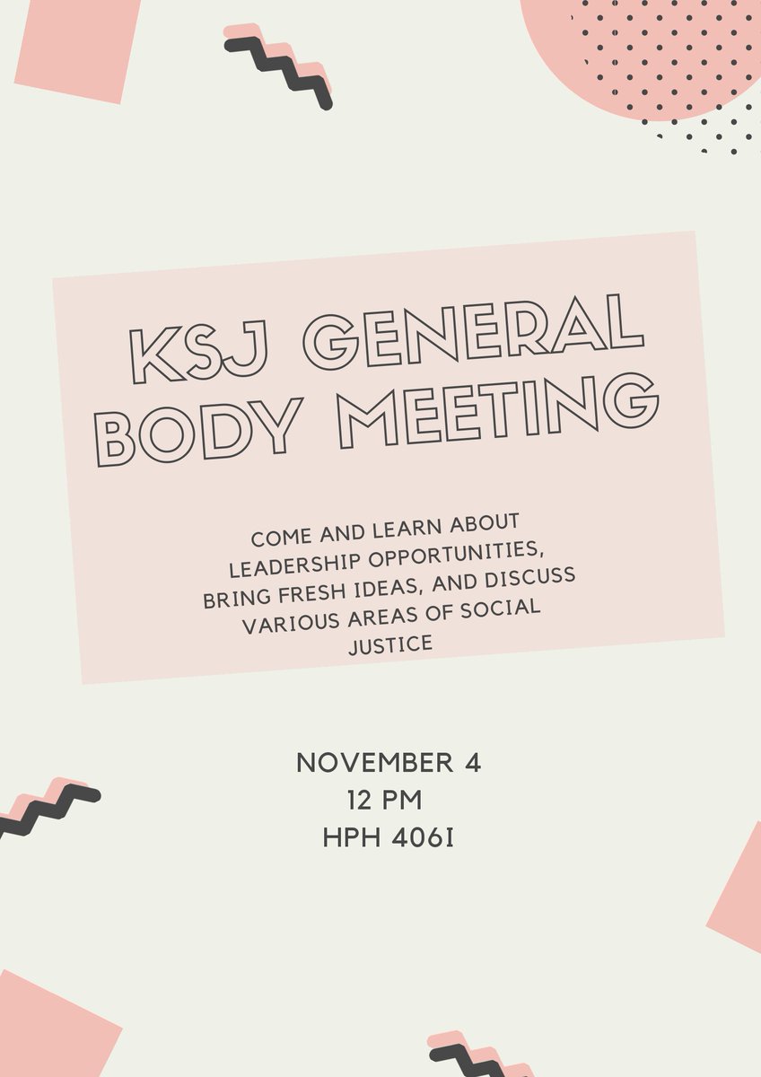 KSJUCF's tweet photo. We have a GBM 11/4 @ 12PM in HPH 406I. Be there or be square! https://t.co/p30GBcnENJ