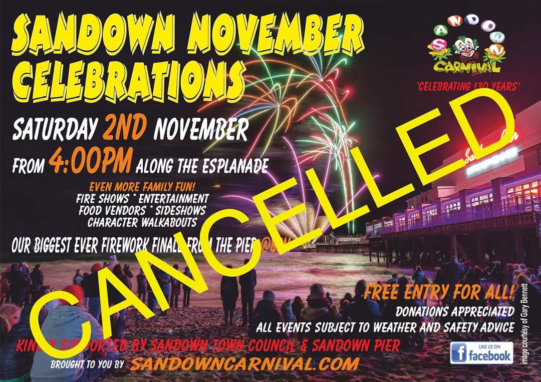 Unfortunately due to tomorrow’s forecast of high winds, heavy rain and very high tides we have taken the sad decision to cancel our November Celebrations for 2019 😭😭😭😭