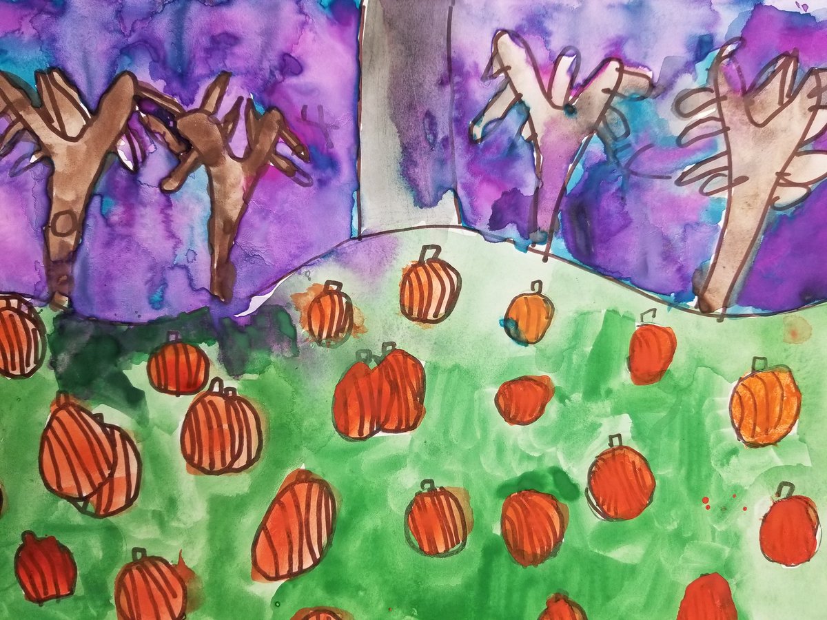 MsGallagherWES's tweet photo. 3rd grade artists at WES created mixed media pumpkin patches for fall! #wayne #wesart #fall #landscapepainting #fallart #artmatters #arted #artmatters #wes #art #pumpkins #fallart #rtsd #landscape #painting #realism https://t.co/uGIAxFI6zM