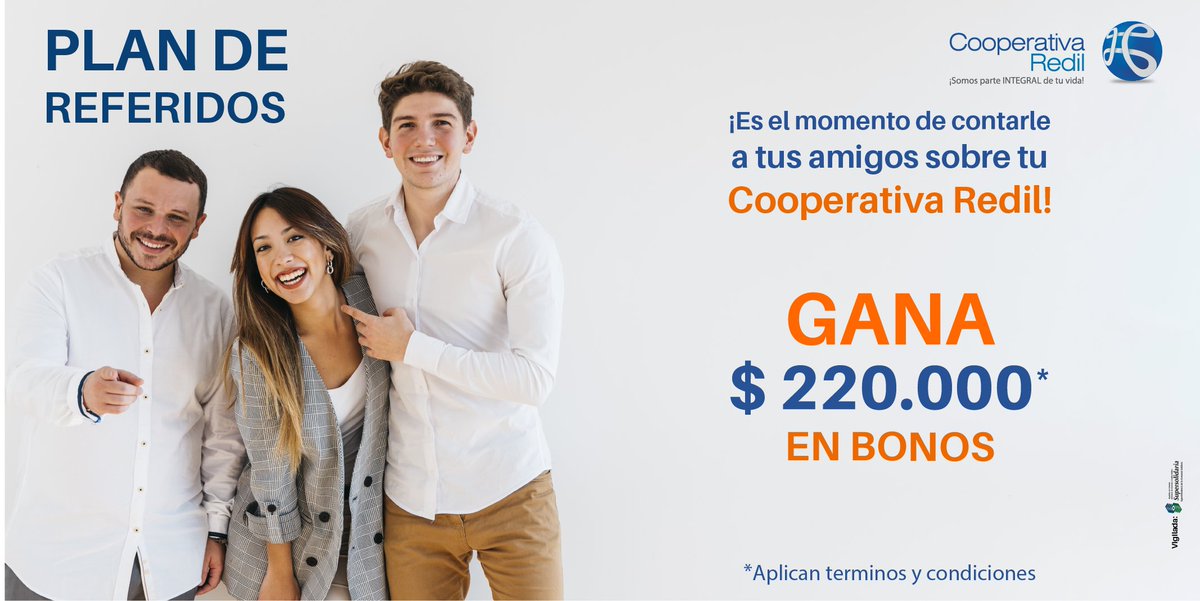 Hoy damos inicio a nuestra gran "Campaña de Referidos". 

Cuéntales a todos sobre tu Cooperativa. 

Encuentra más información en  nuestra página web o comunícate con nosotros al 7424950 en Bogotá o llama al asesor de tu ciudad. 

cooperativaredil.com