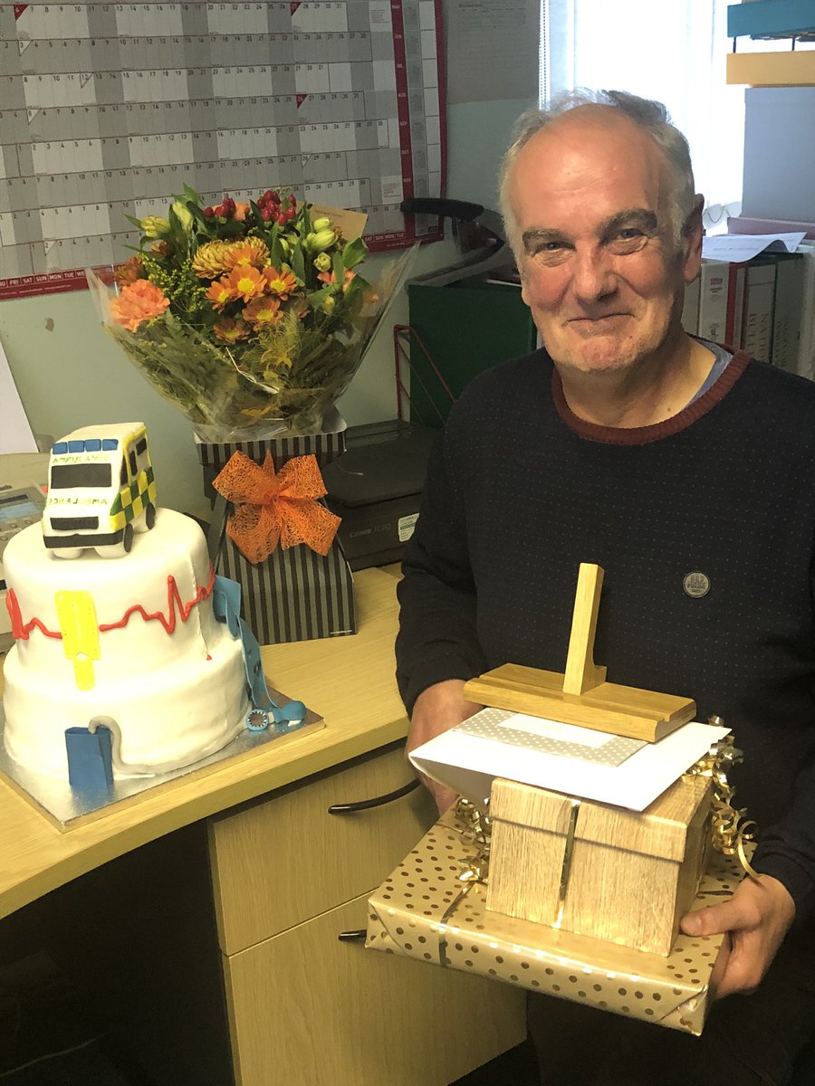 CormackGraham's tweet photo. Retiring after 35 years, Victor Bain hangs up his uniform for the @Scotambservice for the final time #scottishambulance #EmergencyServices #retirement #helimed #congratulations https://t.co/jsdVu34Enf
