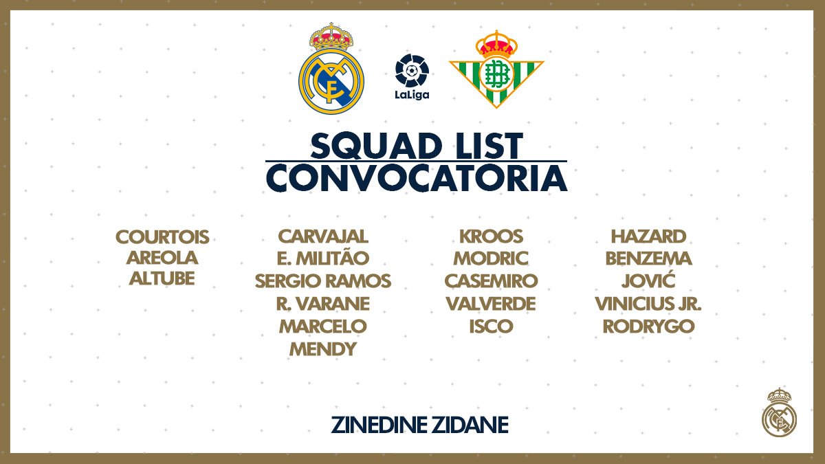 La convocatoria completa del Real Madrid.