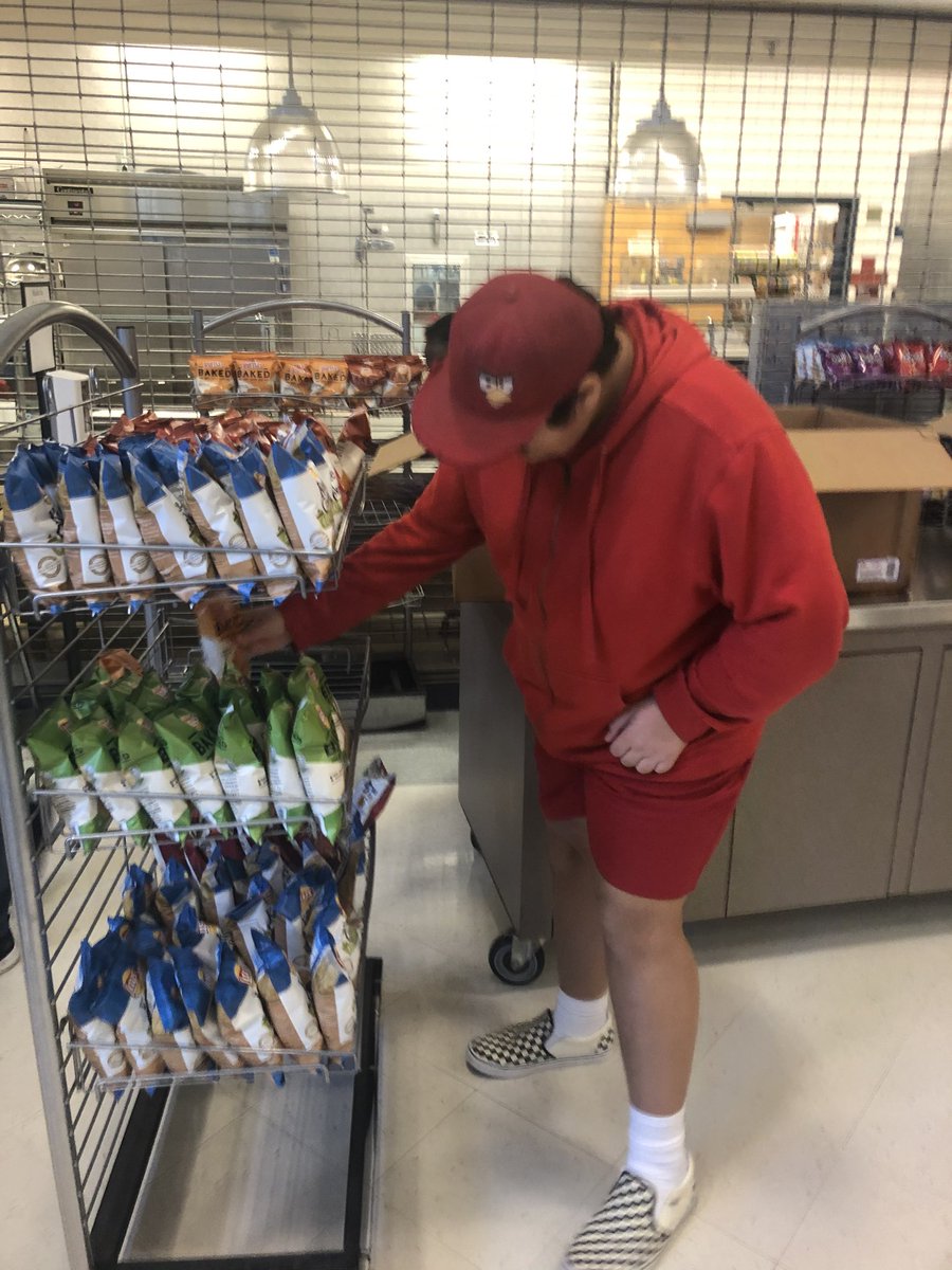 FpsTransition's tweet photo. Every morning our students stock drinks and chips and package cookies in the NHS Cafeteria to develop vocational skills, @NHSACCESSatWork has some hard workers! https://t.co/yW8nCplWce