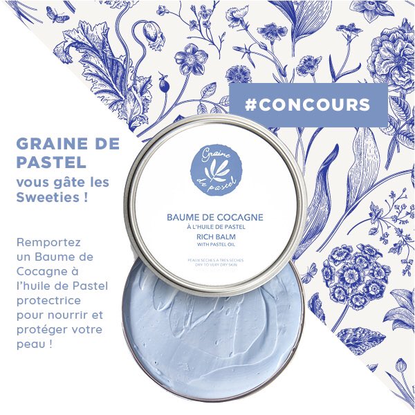 MySweetieBox's tweet photo. Un petit #concours pr vous réchauffer pendant ce long #weekend, ça vous dit les Sweeties?
Tentez de remporter le #Baume de #Cocagne de @Grainedepastel d’une valeur de 32,95€! RDV sur le Fb ou Insta de #mysweetiebox🍀
#jeuconcours #grainedepastel #madeinfrance #marquefrancaise https://t.co/Wk0moSRPlV
