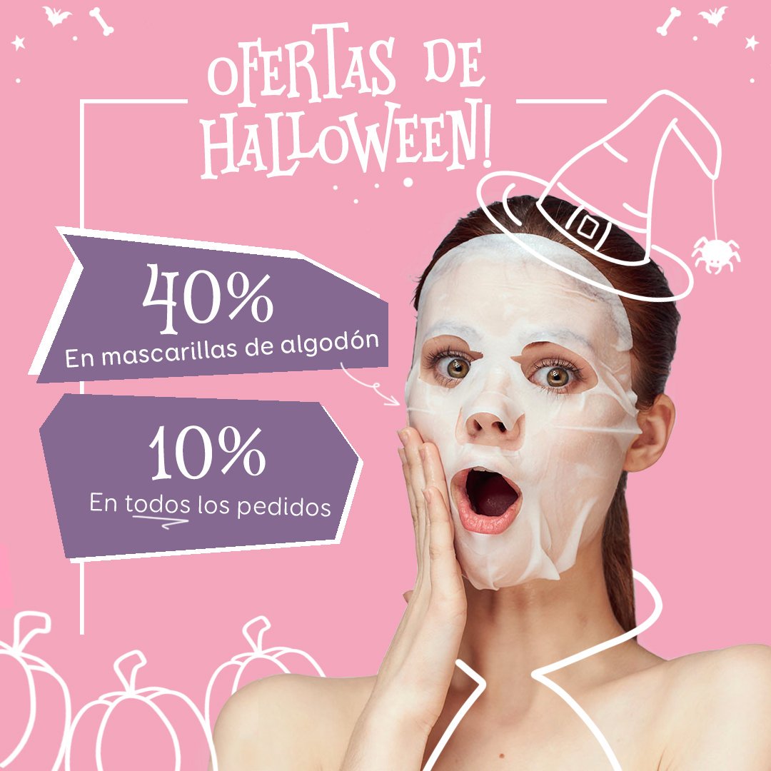 KoreanQueens's tweet photo. ¡Seguimos celebrando Halloween todo el fin de semana! 10% de descuento en todos los pedidos🎃  y además 40% en todas las mascarillas de algodón 👻 ¿Te atreves a entrar? https://t.co/fx2L6GGrVX https://t.co/f6vOCHnmpl