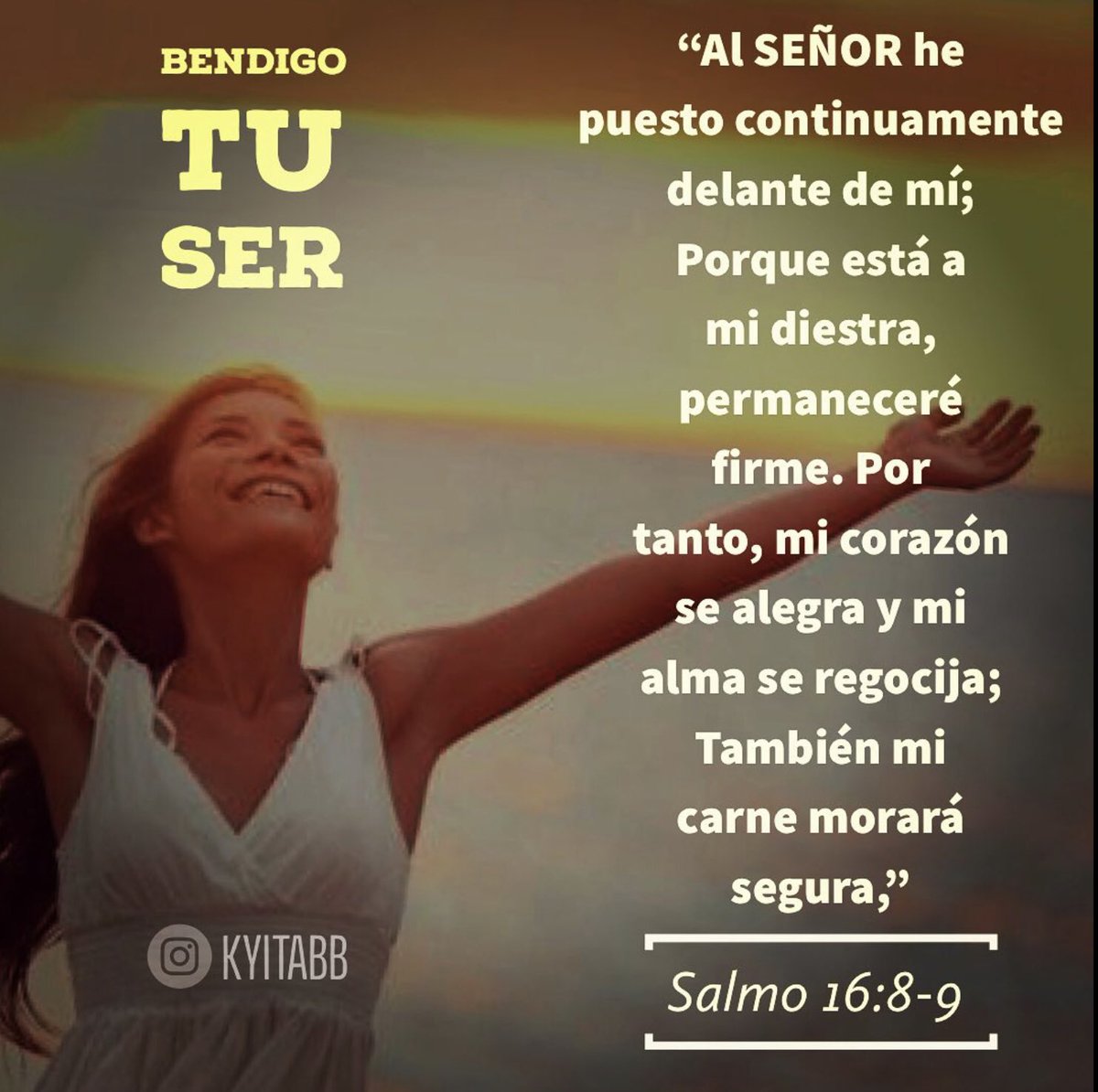 claudtwi's tweet photo. #BendigoTuSer
“Al #SEÑOR he puesto continuamente delante de mí; Porque está a mi diestra, permaneceré firme. Por tanto, mi corazón se alegra y mi alma se regocija; También mi carne morará segura,”
#Salmo16_8_9 
#KYITABB https://t.co/kxN86qpJw3