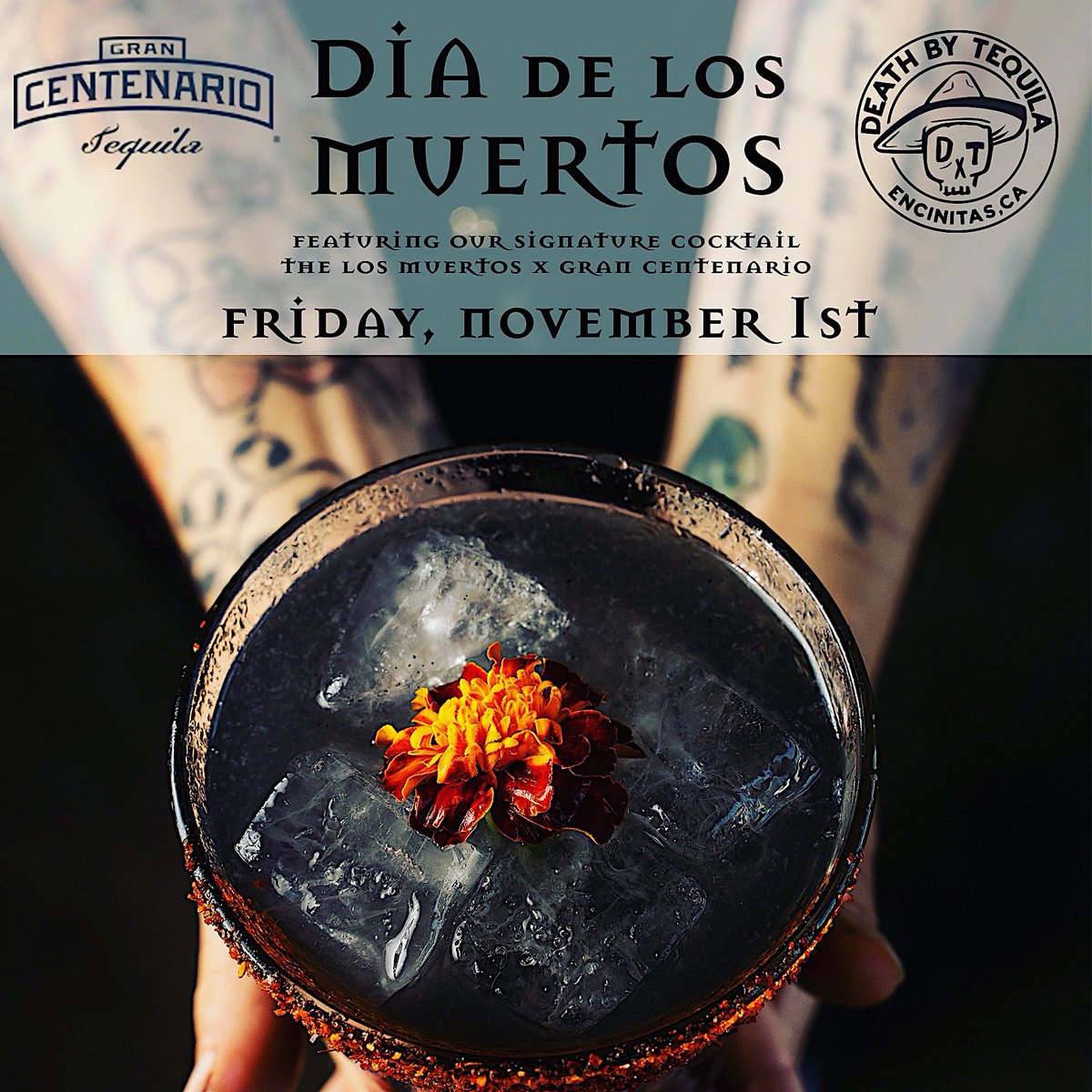 ChefAngeloSosa's tweet photo. Dia de los Muertos is a rare holiday for celebrating death and life. It is unlike any holiday where mourning is exchanged for celebration. Join us tonight @deathbytequila to celebrate this Mexican tradition. #diadelosmuertos #dayofthedead #encinitas #deathbytequila #celebrate https://t.co/pIxF4RKPjh