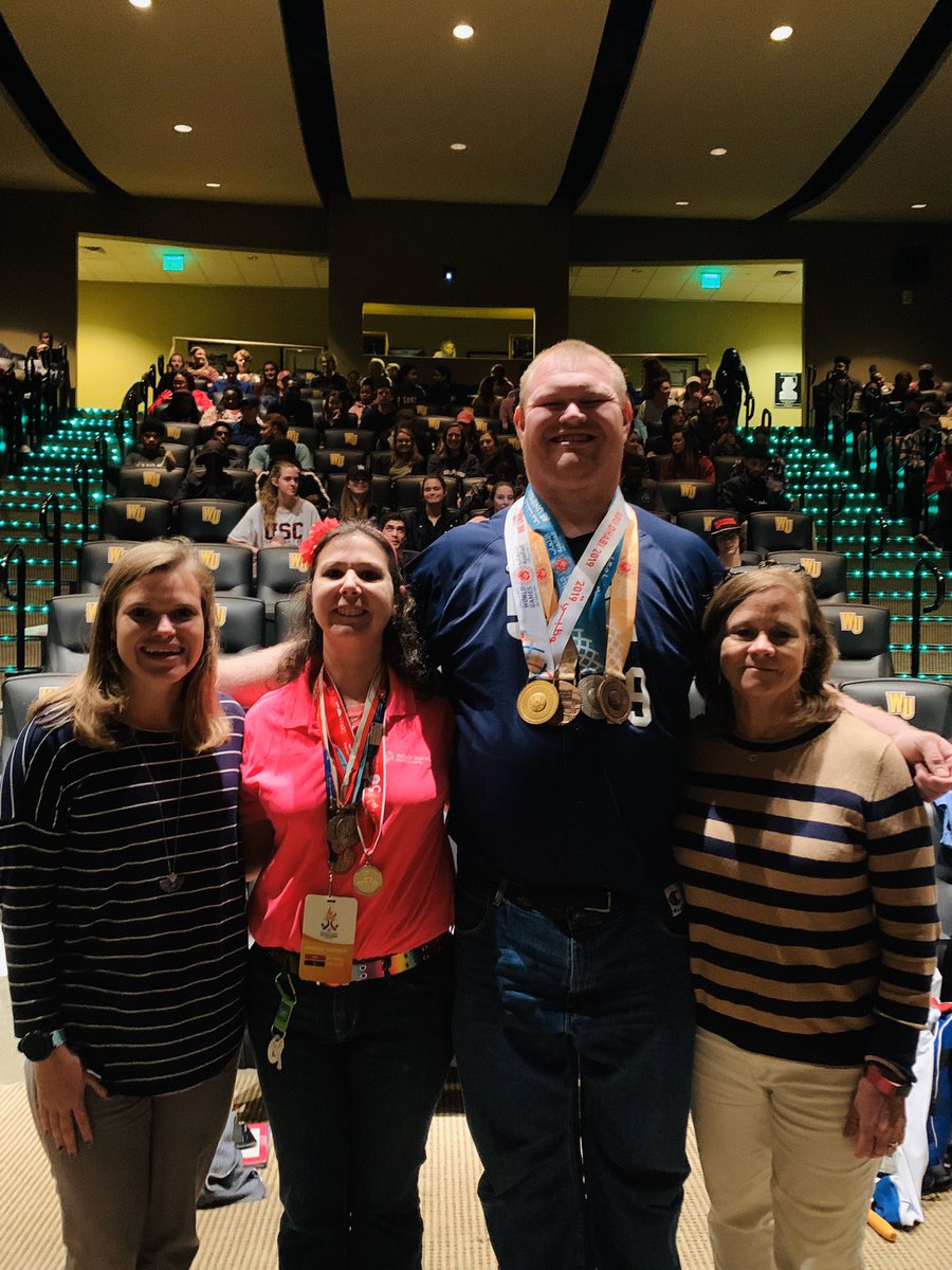 winthropu's tweet photo. ICYMI: We had a champion on campus on Oct 30 - Josh Myers, a gold medalist in weightlifting at the Special Olympics, told #Winthrop students about his training and experiences competing at the elite level with autism. https://t.co/KMLXTeGAEJ