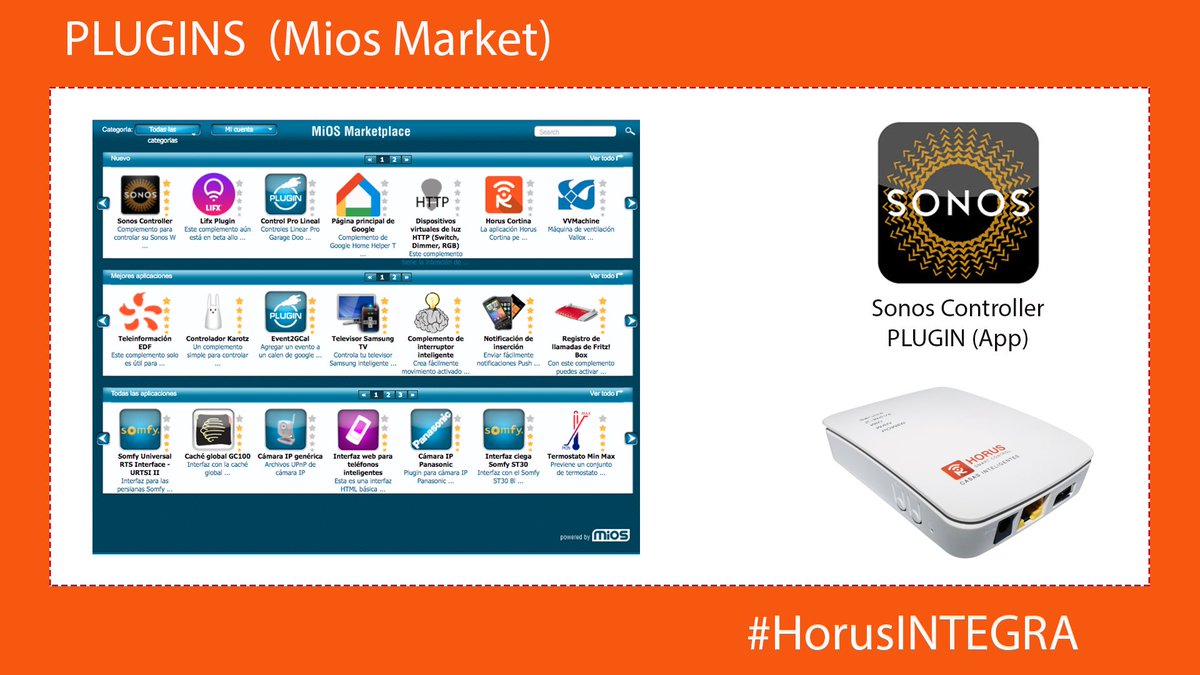 HorusAutomation's tweet photo. Gracias a los Plug-in o Aplicaciones Disponibles en #MIOSMarket es posible integrar Audio @Sonos a nuestras Solución para Casas Inteligentes! #HorusINTEGRA  https://t.co/rWLYvaRYsD @ZWave_Alliance @MiOS_LTD https://t.co/sgID5O6y6Q