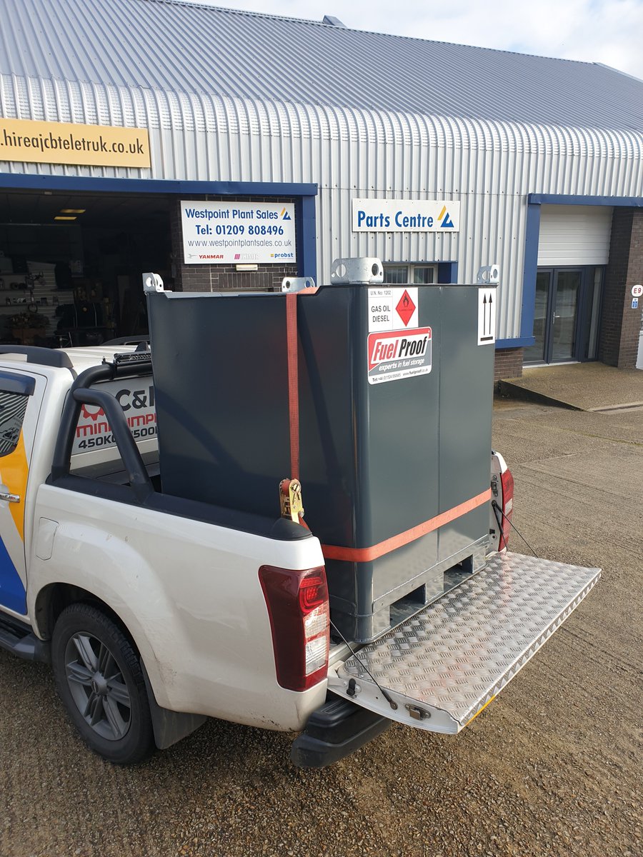 WESTPOINT01209's tweet photo. We're going large again, @WESTPOINT01209 setting off to deliver a @FuelProofLtd 900L Fuel Cube to local customer. 
These tanks are of excellent build quality and offer a variety of fuel storage solutions for bulk, waste, water, towable &amp; aviation. For information - 01209 808496. https://t.co/cMQeQ3B1iC