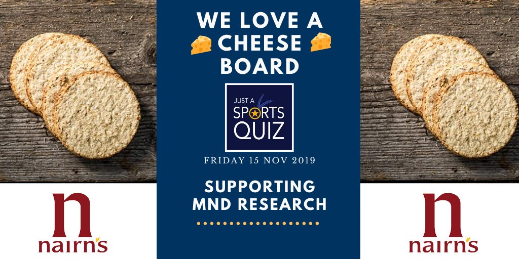 JustaSportsQuiz's tweet photo. Who loves #cheese🧀& #oatcakes? We do! And any of our past #JASQ teams will know that cheese and @NairnsOatcakes is the perfect combo!
Huge thanks to Nairn's for their continued support of #JASQ & vital #MND research @EuansCentre we really do appreciate it. See you in 2 weeks!👋 https://t.co/kxlffDdewQ