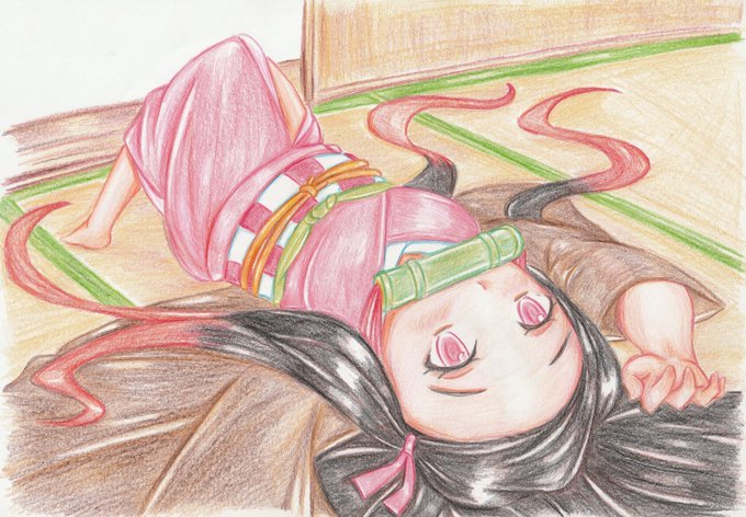 6番レジさんがTwitterに投稿した竈門禰豆子(鬼滅の刃)のイラスト。