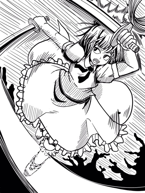 戦ってる妖夢を描きました 