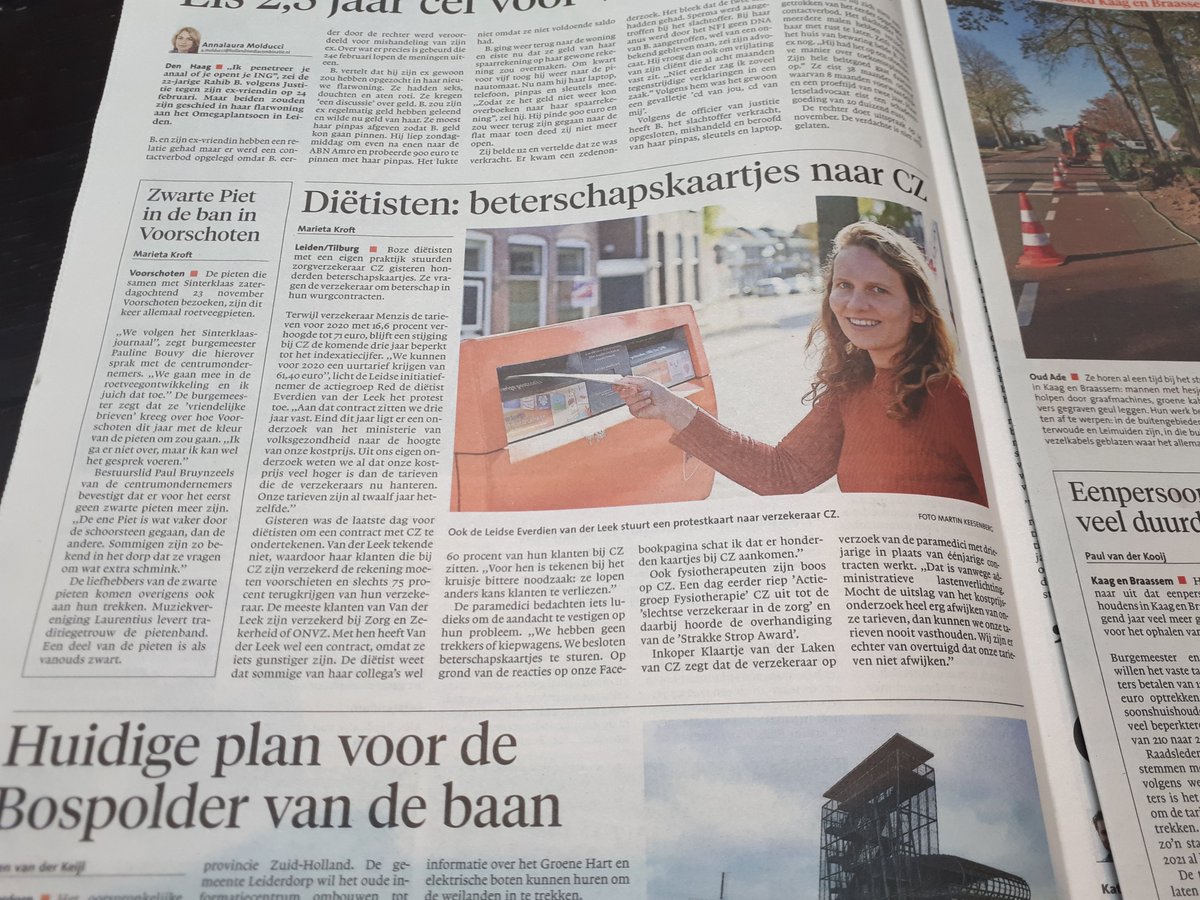 Vandaag staat onze <a href="/cz_nl/">CZ zorgverzekering</a> beterschapsactie in het <a href="/leidschdagblad/">Leidsch Dagblad</a>. Maar waarom willen diëtisten beterschap van de zorgverzekeraar? Een draadje. ^EL
#reddedietist #CZbeterschap #zorgenzonderzorgen