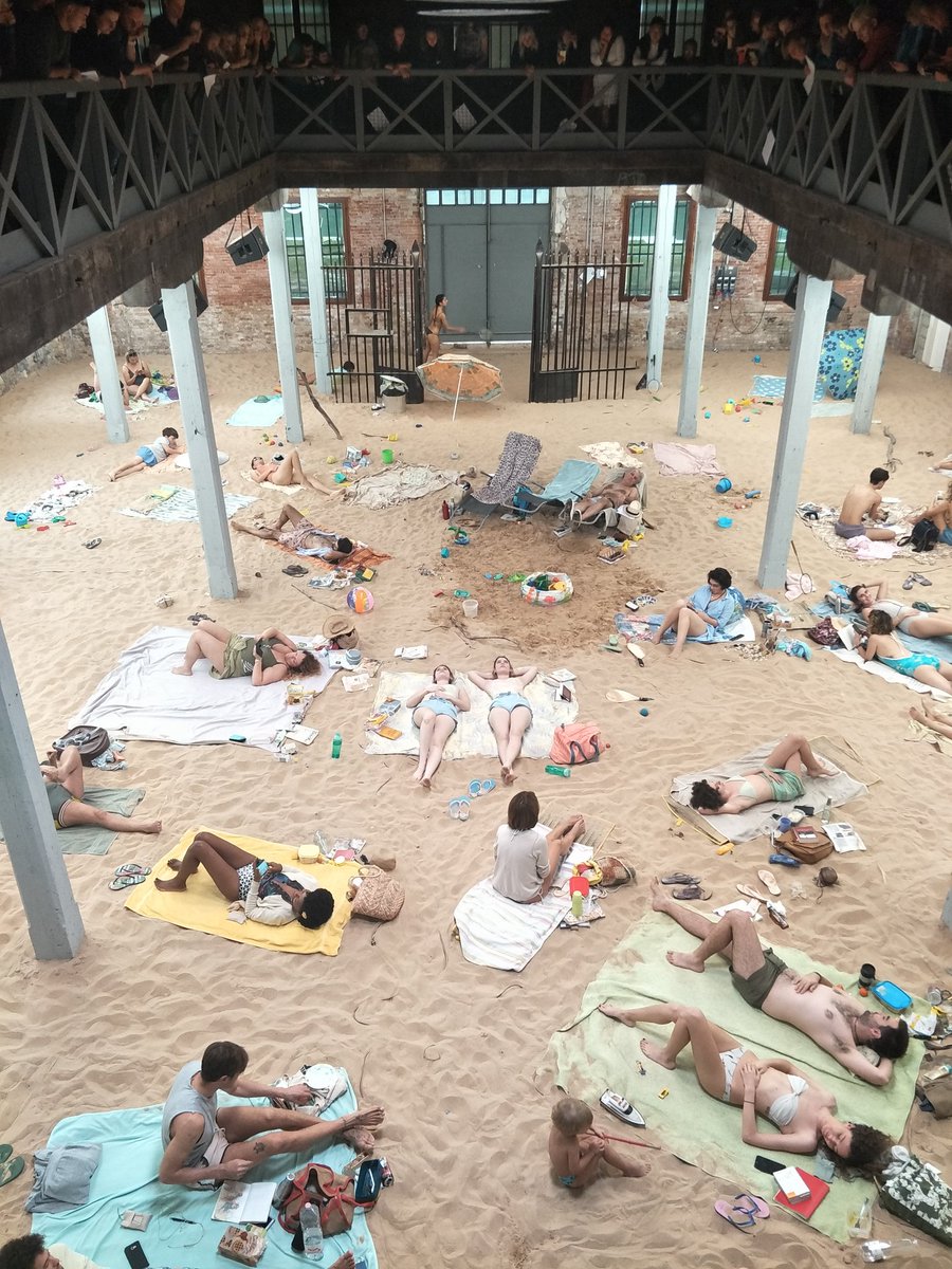 Jessica_Row's tweet image. Lithuanian pavilion 'Sun &amp;amp; Sea (Marina)' winner of @labiennale Golden Lion #venicebiennale2019 From a warehouse balcony an opera-performance unfolds on beach below: climate change labiennale.org/en/art/2019/na…
#MayYouLiveInInterestingTimes #biennalearte2019 #labiennale  #venicebiennale