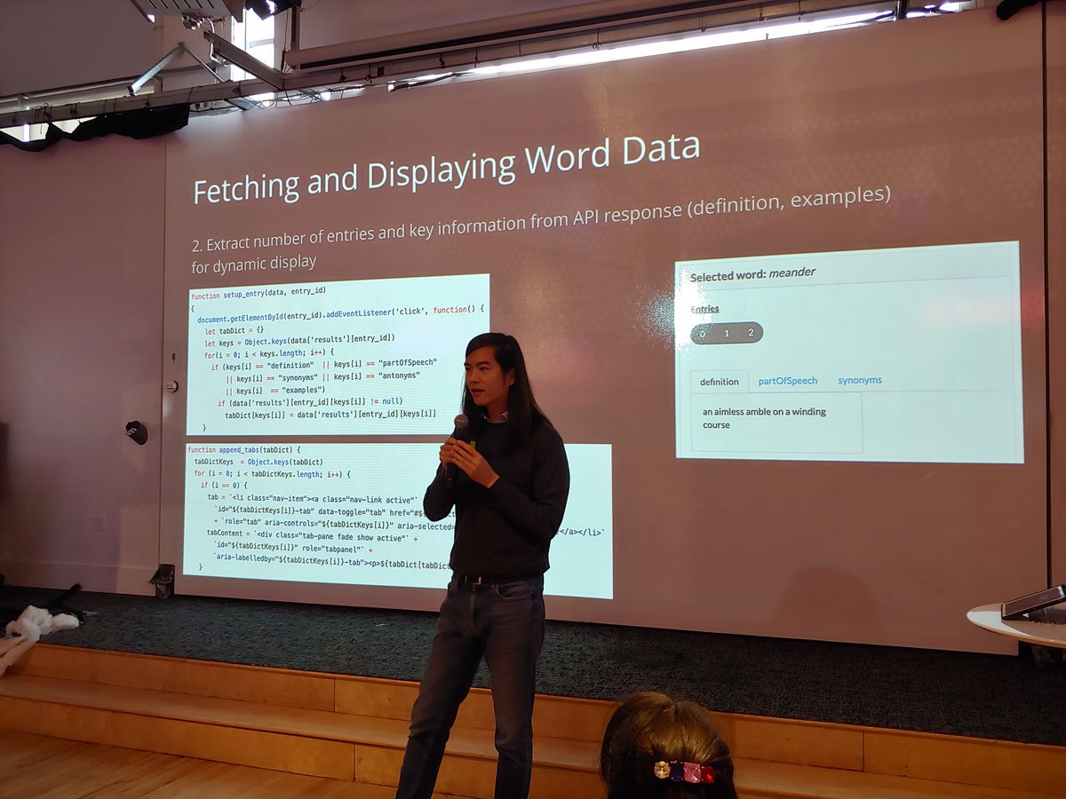 holbertonschool's tweet photo. It's that time of year! Cohort 8 students are showcasing their created programs. First up is @davidwkwan's Lyrics for Learning: a tool that both helps people learn nuanced english and for others to share their own personal interpretations of song lyrics 🎶 https://t.co/QGarffXMSM