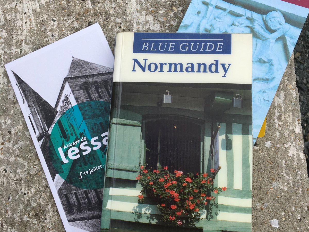dr_frankli1's tweet photo. Nipped over to #Normandy for a few days in July; wanted to take John McNeill with us but he was busy elsewhere, so we had to make do with his #BlueGuide. @BritArchAssoc https://t.co/SzXOwguPKg