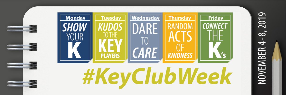 Key Club Week starts Monday! Are you ready? Visit our Key Club Week page to find out how to spread the word about service through five themed days and find graphics to use in print, on your website and on social media. #keyclubweek #keyclub 

keyclub.org/keyclubweek