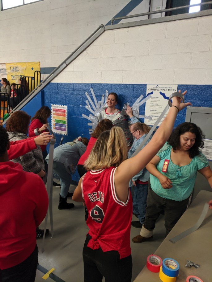 Knights' Way and Knight Lites presented at <a href="/AvonNovas/">Avon Center School</a>  today on character for #RedRibbonWeek2019!  We had a blast presenting, playing music, and taping their principal to the wall!
