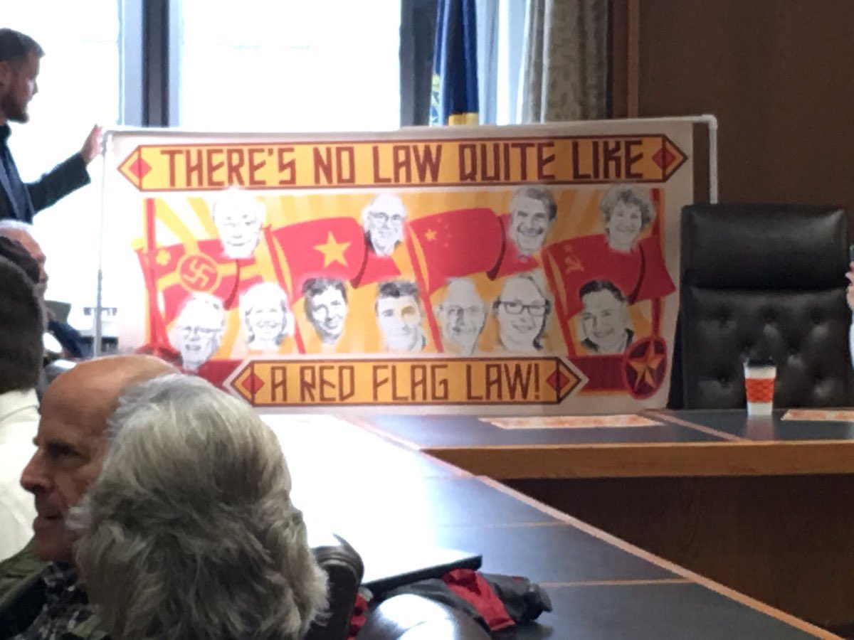 shannonrwatts's tweet photo. The same gun extremist group in New Hampshire that encouraged lawmakers to wear pearl necklaces to mock @momsdemand volunteers is now being allowed to compare our support for Red Flag laws to Nazism - inside the statehouse: https://t.co/DlY0OJAenC

#nhpolitics https://t.co/dunjuLieTA