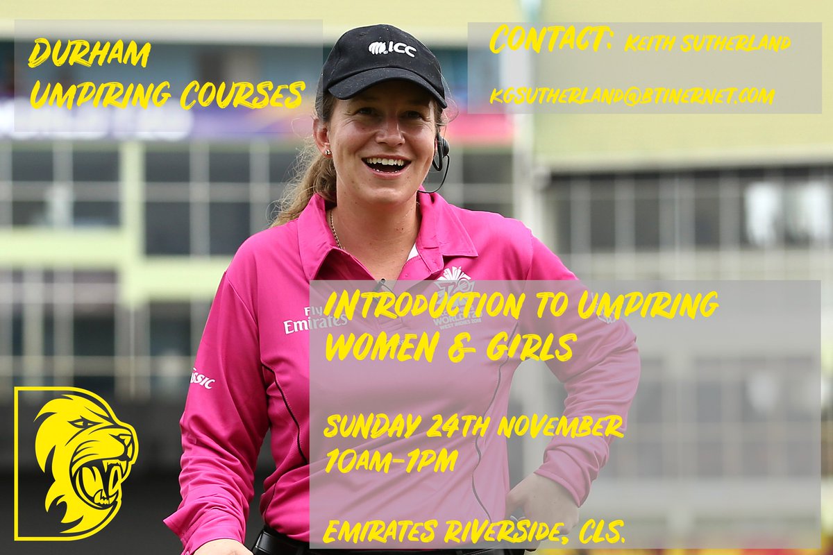 DurhamACO_'s tweet image. Durham ACO are excited to be running our first introduction to umpiring session for women &amp;amp; girls✅

The course is free and all are welcome to come along and give it a go. 

Book your place below⬇️

bit.ly/36rRDEH

🙎🏼‍♀️🙍🏽‍♀️ #ThisGirlCan