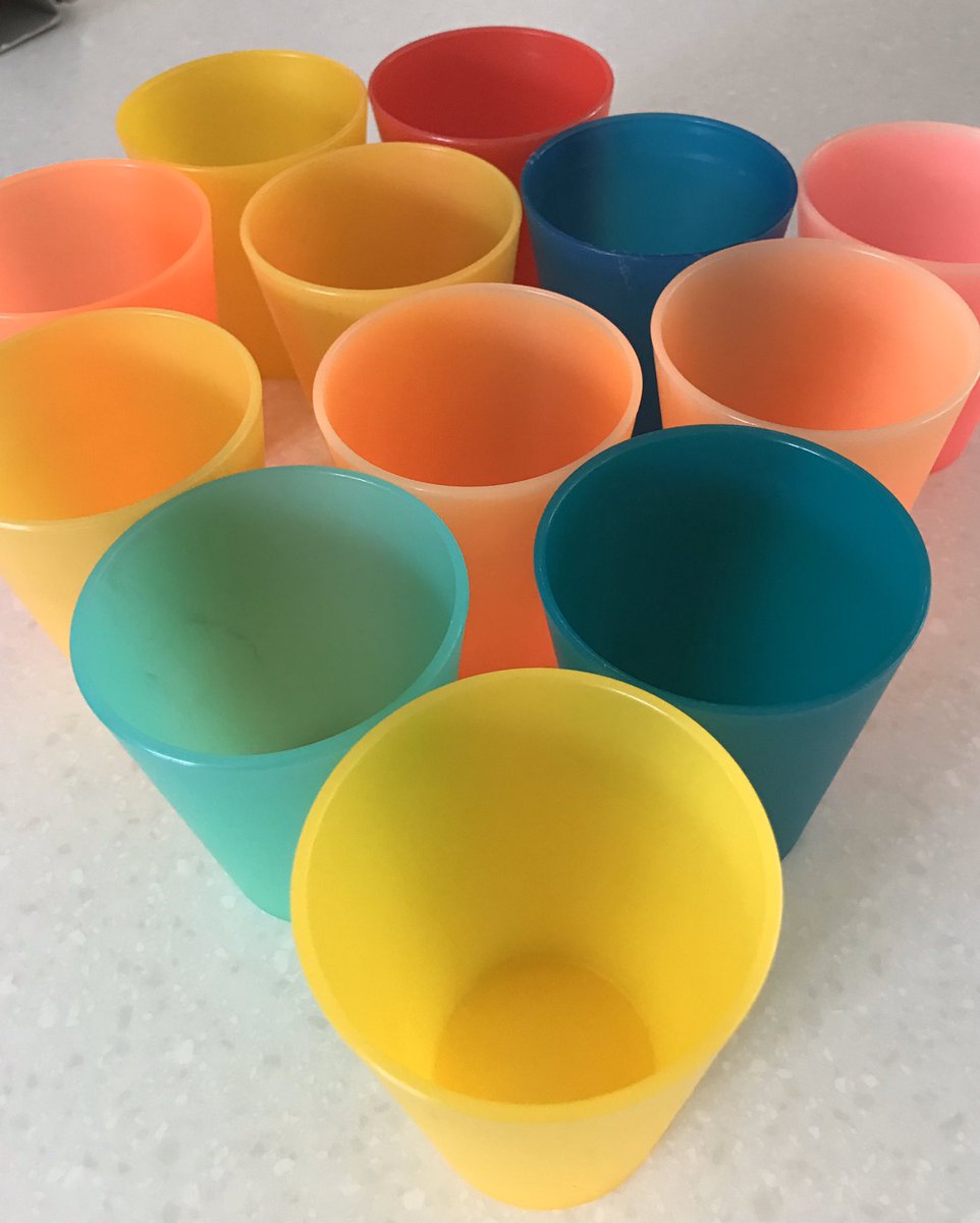 PlasticsWorld's tweet photo. Ok, here’s a Friday thought. These 12 IKEA plastic beakers have been in near everyday use in my home for more than 20 years. Over that period we must have got through at least 25 glasses. So which is the sustainable option? https://t.co/MdgwK92Sjg